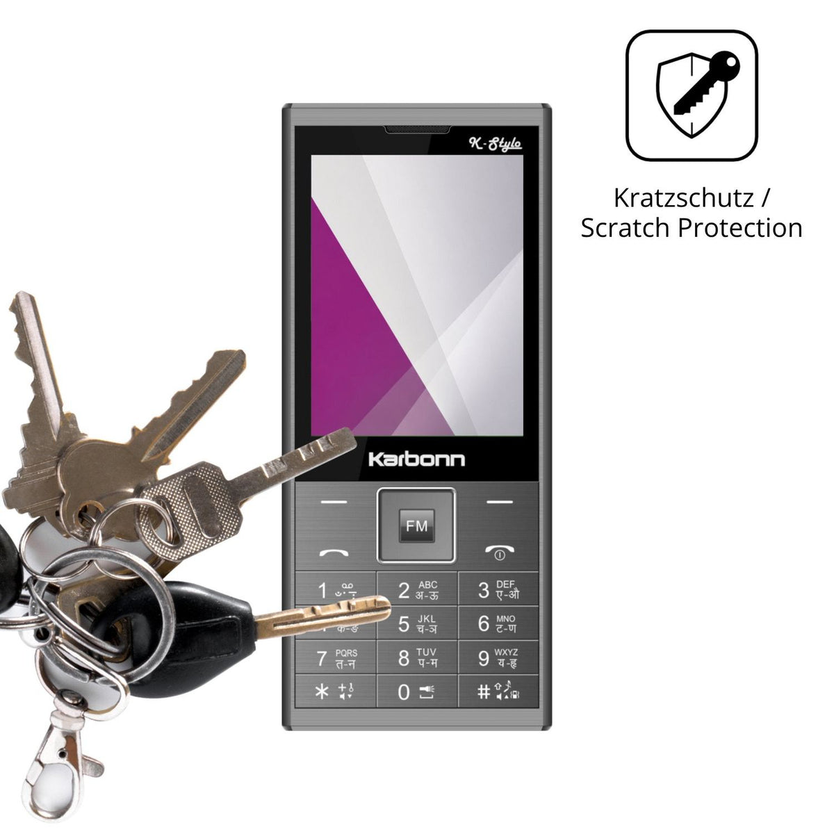 Schutz gegen Kratzer auf dem Karbonn K Stylo Glas durch Schlüssel oder Ähnliches