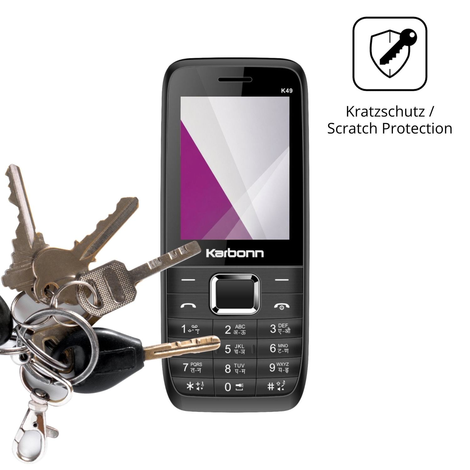 Schutz gegen Kratzer auf dem Karbonn K49 Glas durch Schlüssel oder Ähnliches