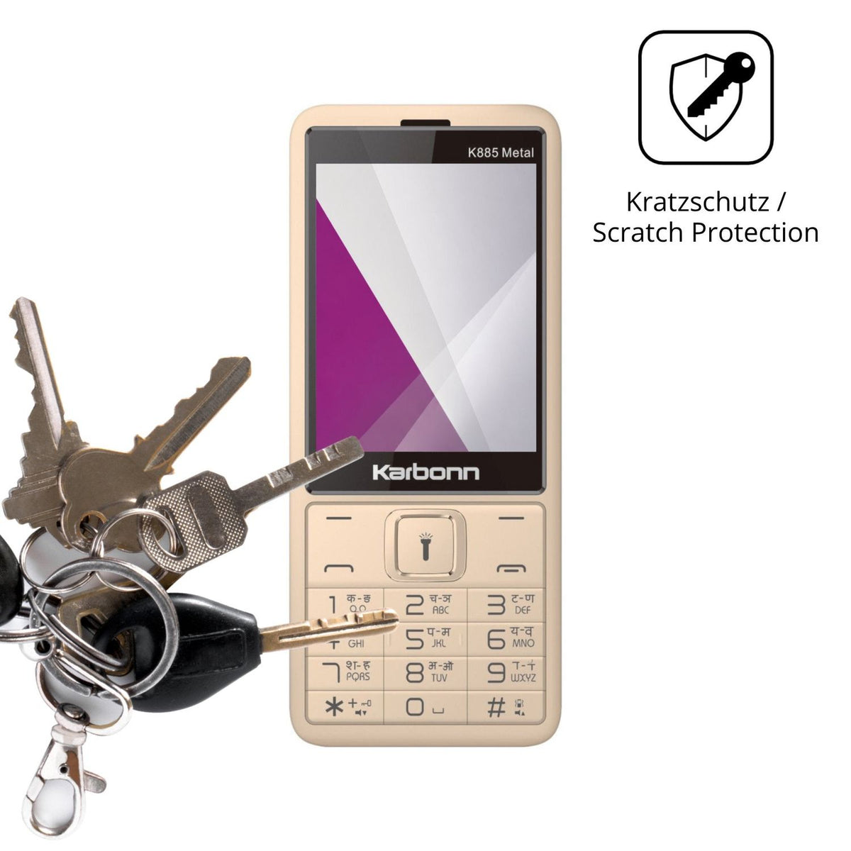 Schutz gegen Kratzer auf dem Karbonn K885 Metal Glas durch Schlüssel oder Ähnliches
