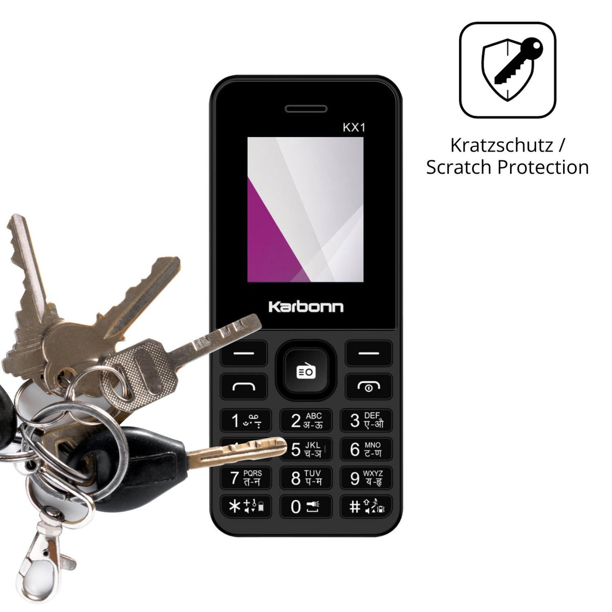 Schutz gegen Kratzer auf dem Karbonn KX1 Glas durch Schlüssel oder Ähnliches