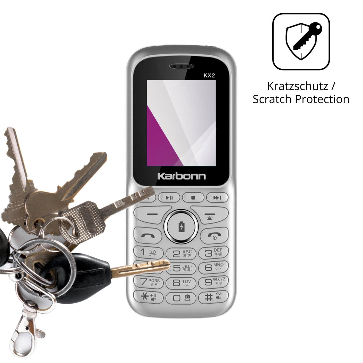 Schutz gegen Kratzer auf dem Karbonn KX2 Glas durch Schlüssel oder Ähnliches
