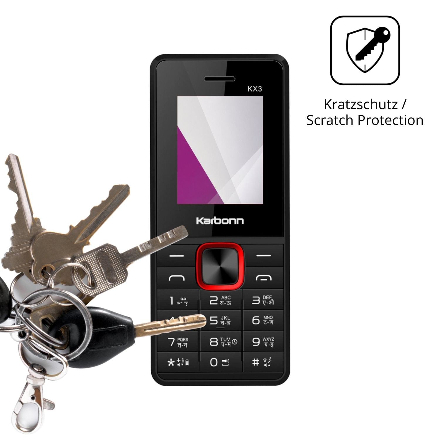 Schutz gegen Kratzer auf dem Karbonn KX3 Glas durch Schlüssel oder Ähnliches