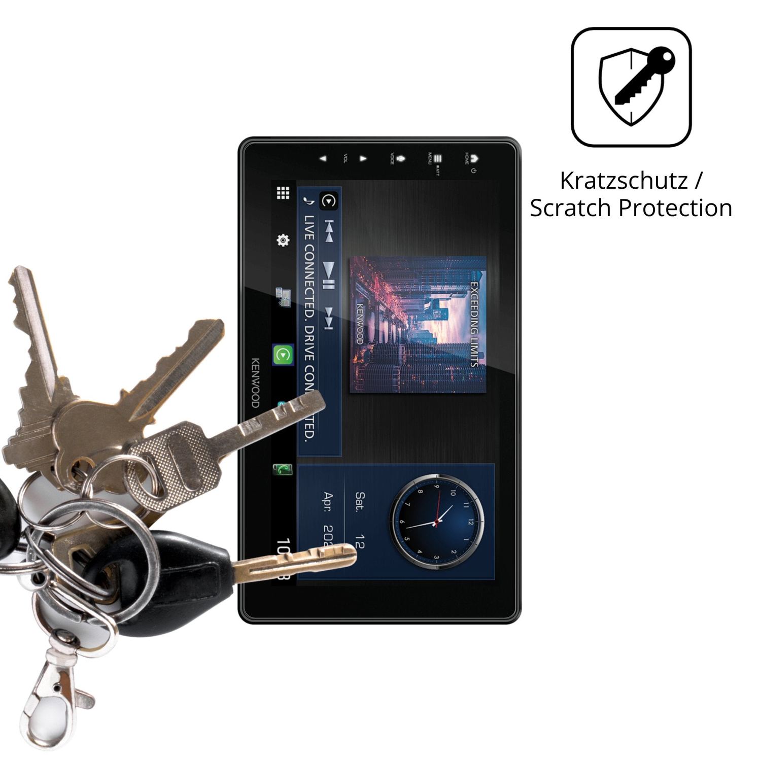 Schutz gegen Kratzer auf dem Kenwood DMX-F920DS Glas durch Schlüssel oder Ähnliches