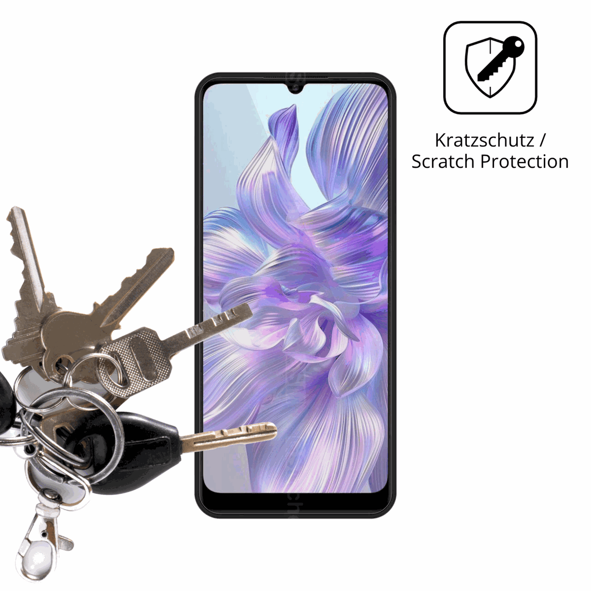 Schutz gegen Kratzer auf dem Logicom Smart Pro Glas durch Schlüssel oder Ähnliches