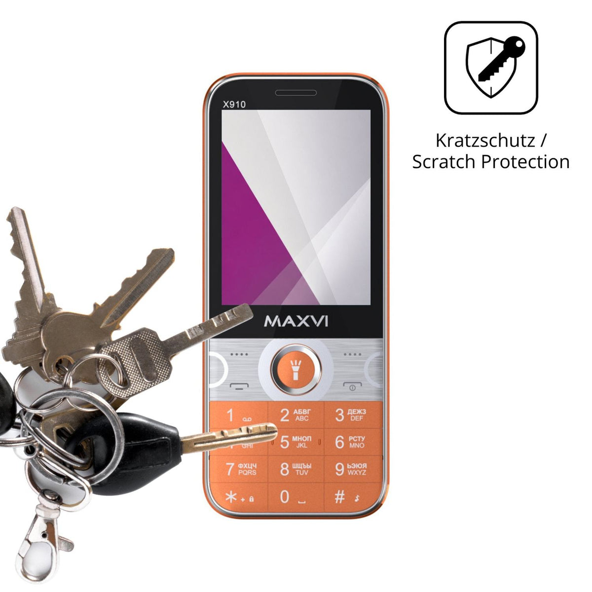 Schutz gegen Kratzer auf dem Maxvi X910 Glas durch Schlüssel oder Ähnliches