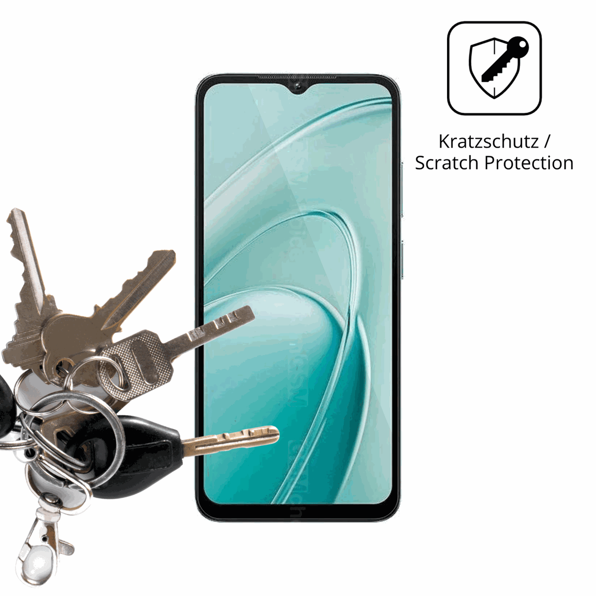 Schutz gegen Kratzer auf dem Oukitel C7 Glas durch Schl�ssel oder �hnliches