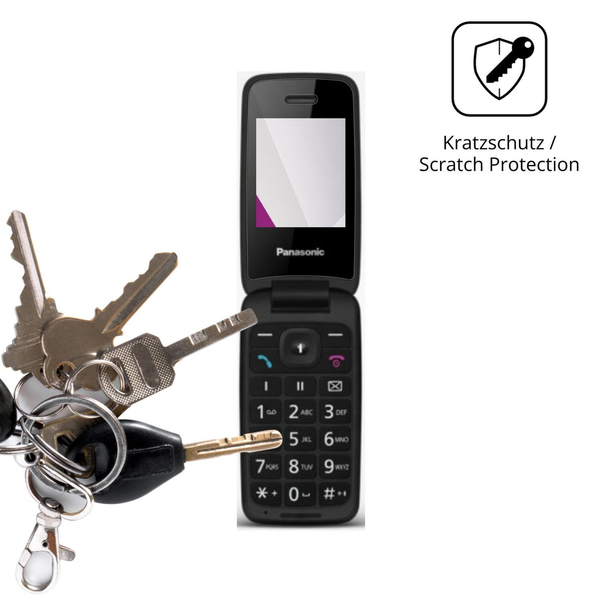 Schutz gegen Kratzer auf dem Panasonic KX-TU410 Glas durch Schlüssel oder Ähnliches