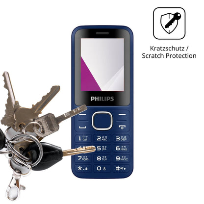 Schutz gegen Kratzer auf dem Philips E2104 Glas durch Schlüssel oder Ähnliches