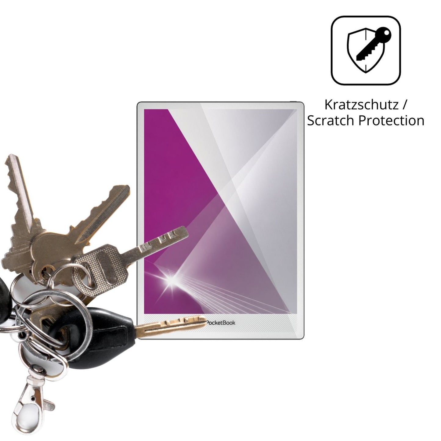 Schutz gegen Kratzer auf dem PocketBook InkPad One Glas durch Schlüssel oder Ähnliches