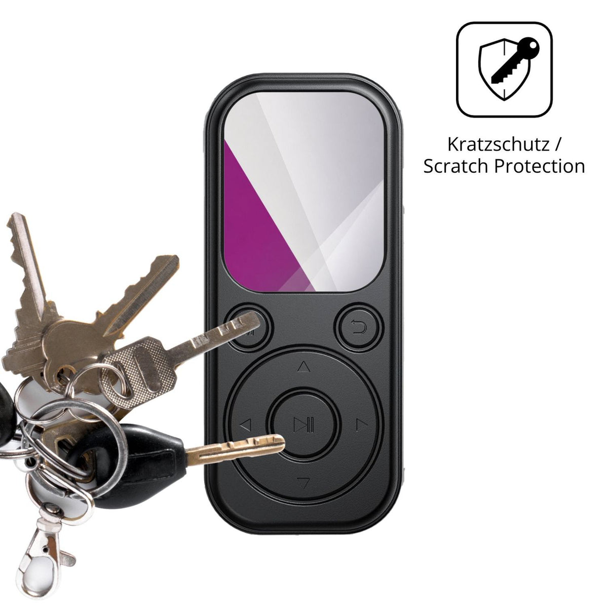 Schutz gegen Kratzer auf dem RWSRW MP3-H01 Glas durch Schlüssel oder Ähnliches