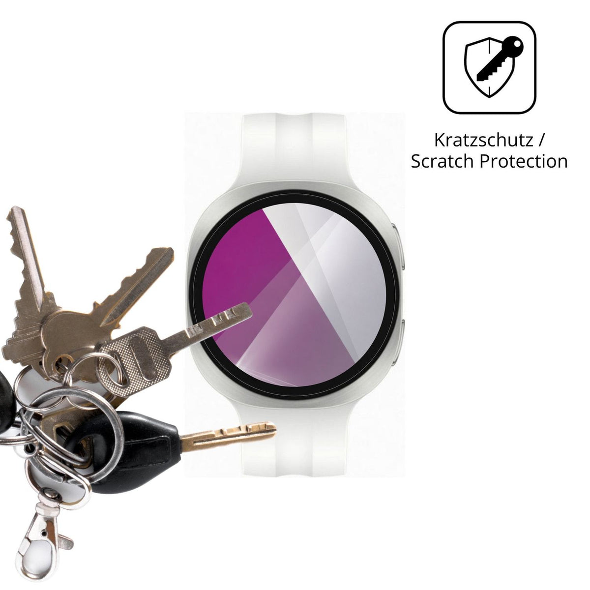 Schutz gegen Kratzer auf dem Samsung Galaxy Watch9 40mm Glas durch Schlüssel oder Ähnliches