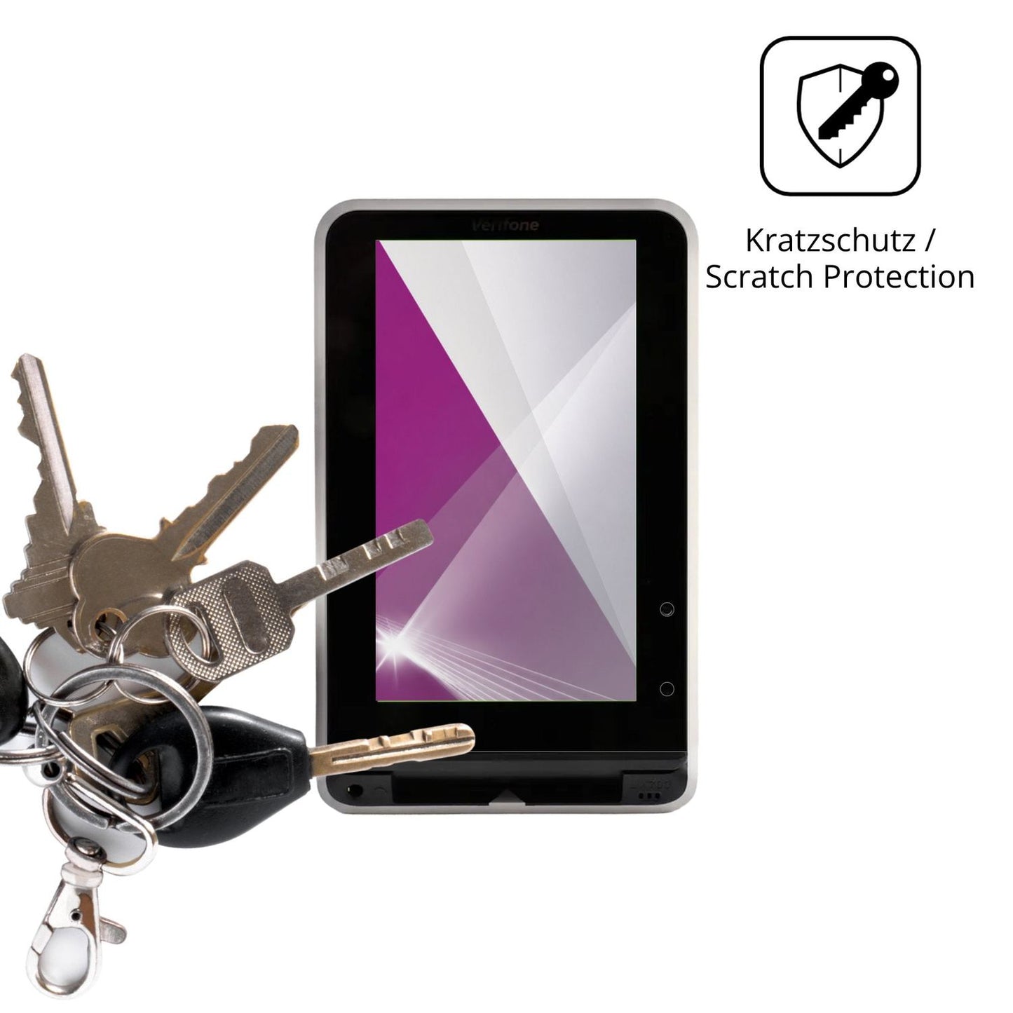 Schutz gegen Kratzer auf dem SENVEND UX700 Glas durch Schlüssel oder Ähnliches