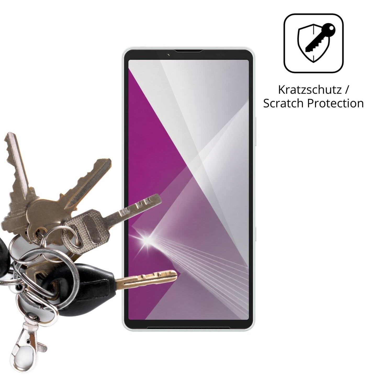 Schutz gegen Kratzer auf dem Sony Xperia 10 VIII Glas durch Schlüssel oder Ähnliches