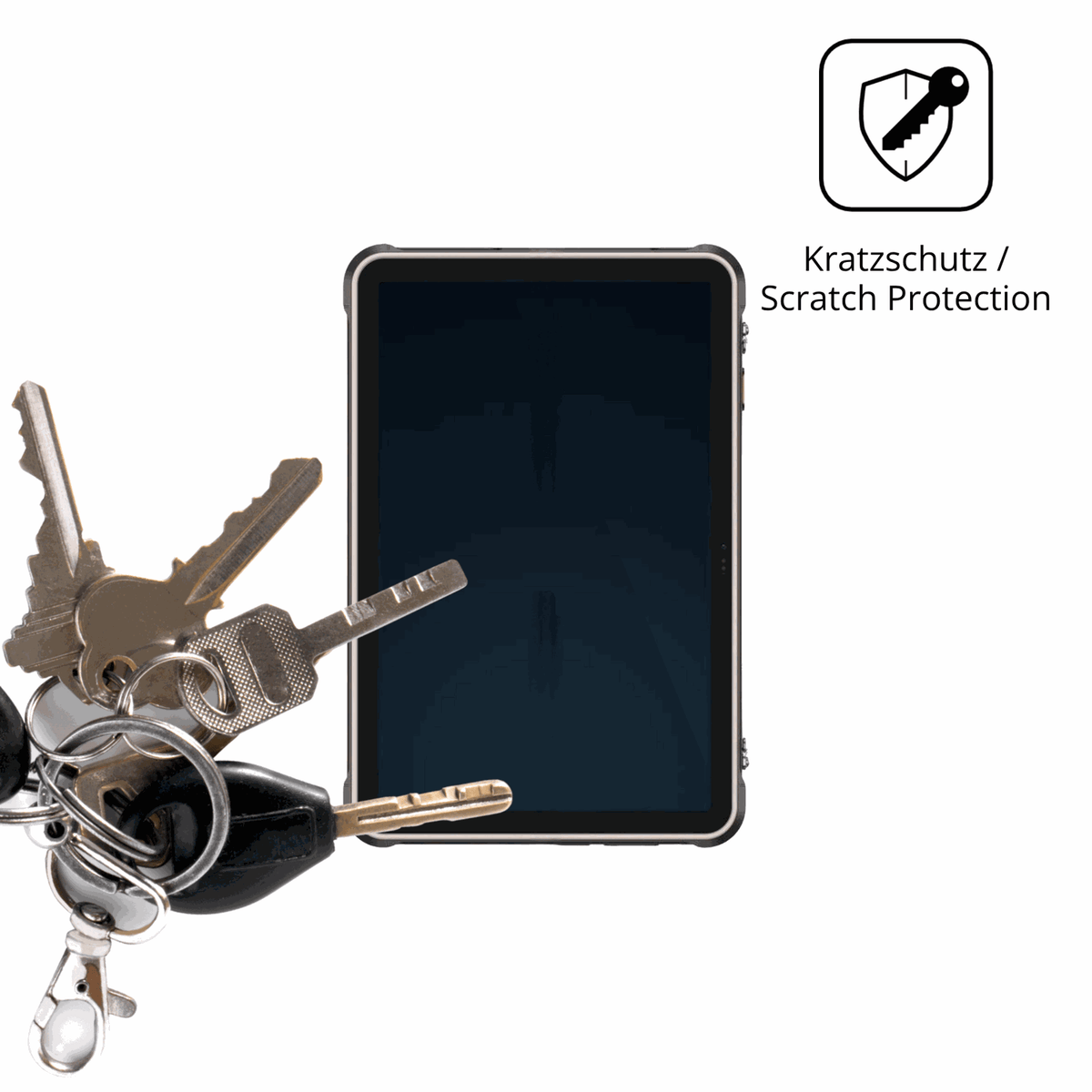 Schutz gegen Kratzer auf dem Ulefone RugKing Pad 2 Pro Glas durch Schl�ssel oder �hnliches