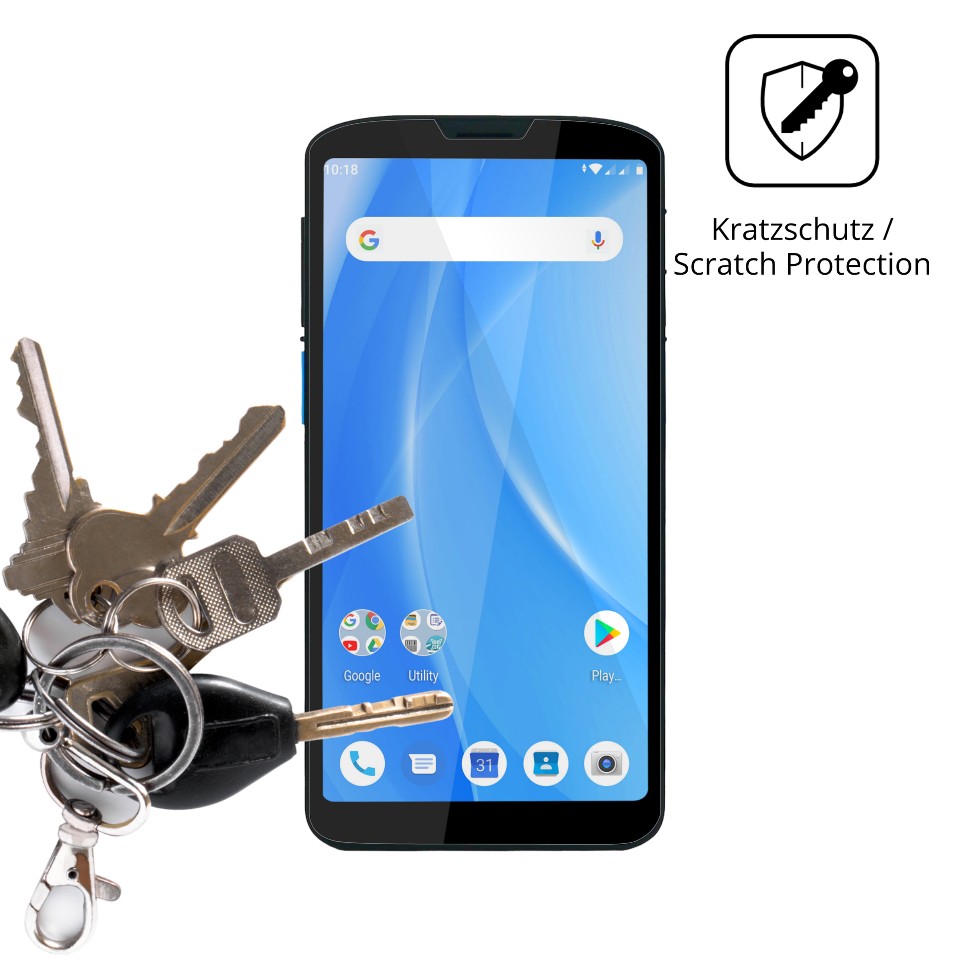 Schutz gegen Kratzer auf dem Unitech EA630 Glas durch Schlüssel oder Ähnliches