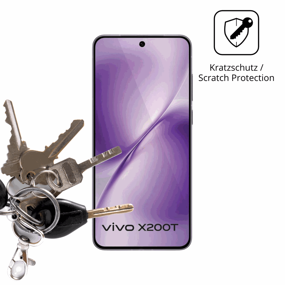 Schutz gegen Kratzer auf dem Vivo X200T Glas durch Schl�ssel oder �hnliches