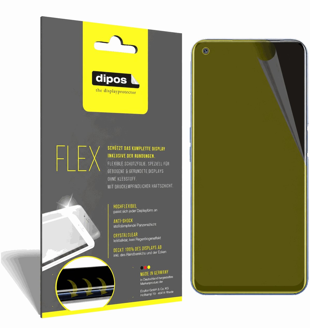 2x Screen Protector for Oppo Realme Narzo 30 Pro 5G Protective Film covers 100%