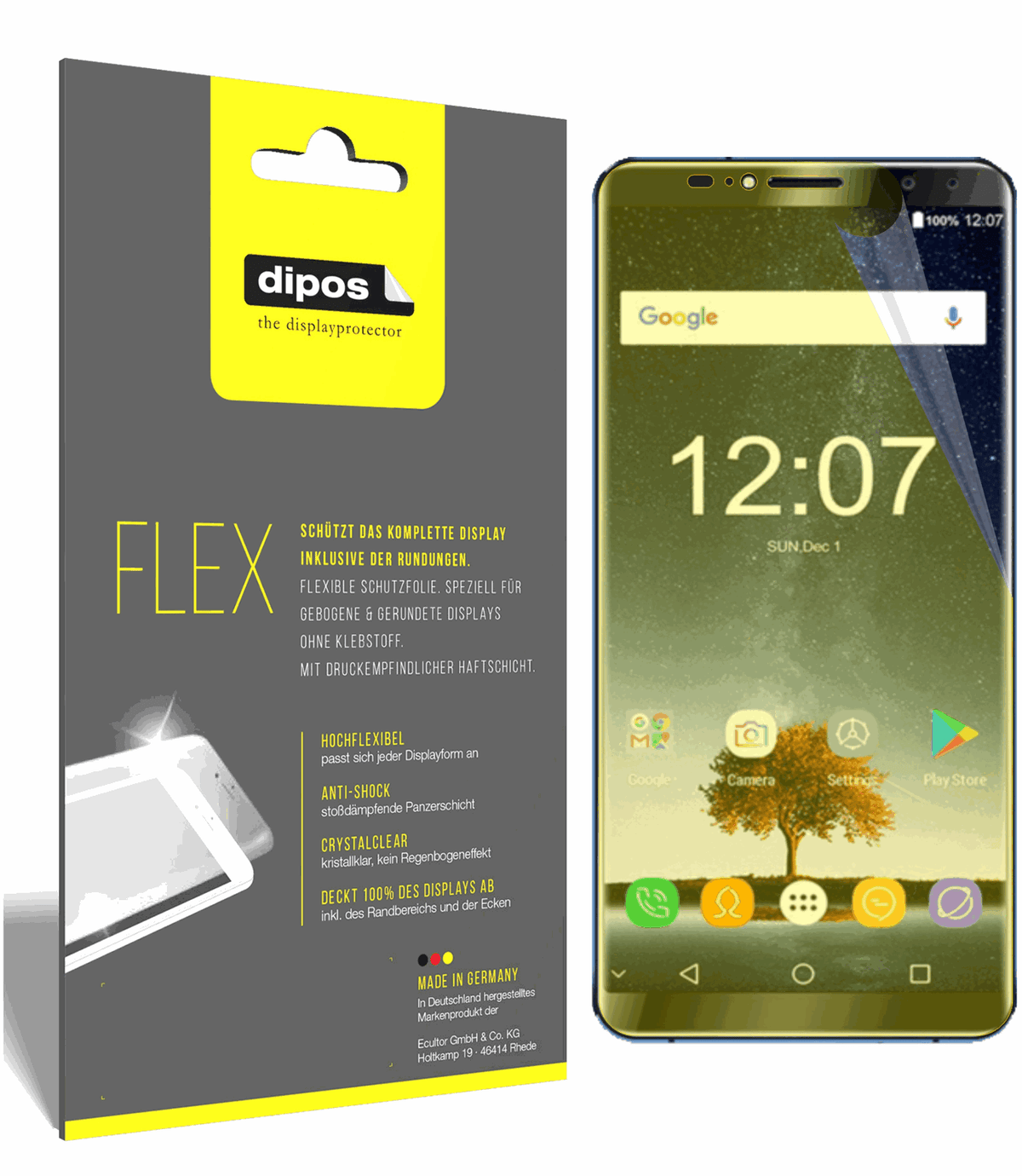 3x Screen Protector for Oukitel K6 Protective Film covers 100% dipos Flex