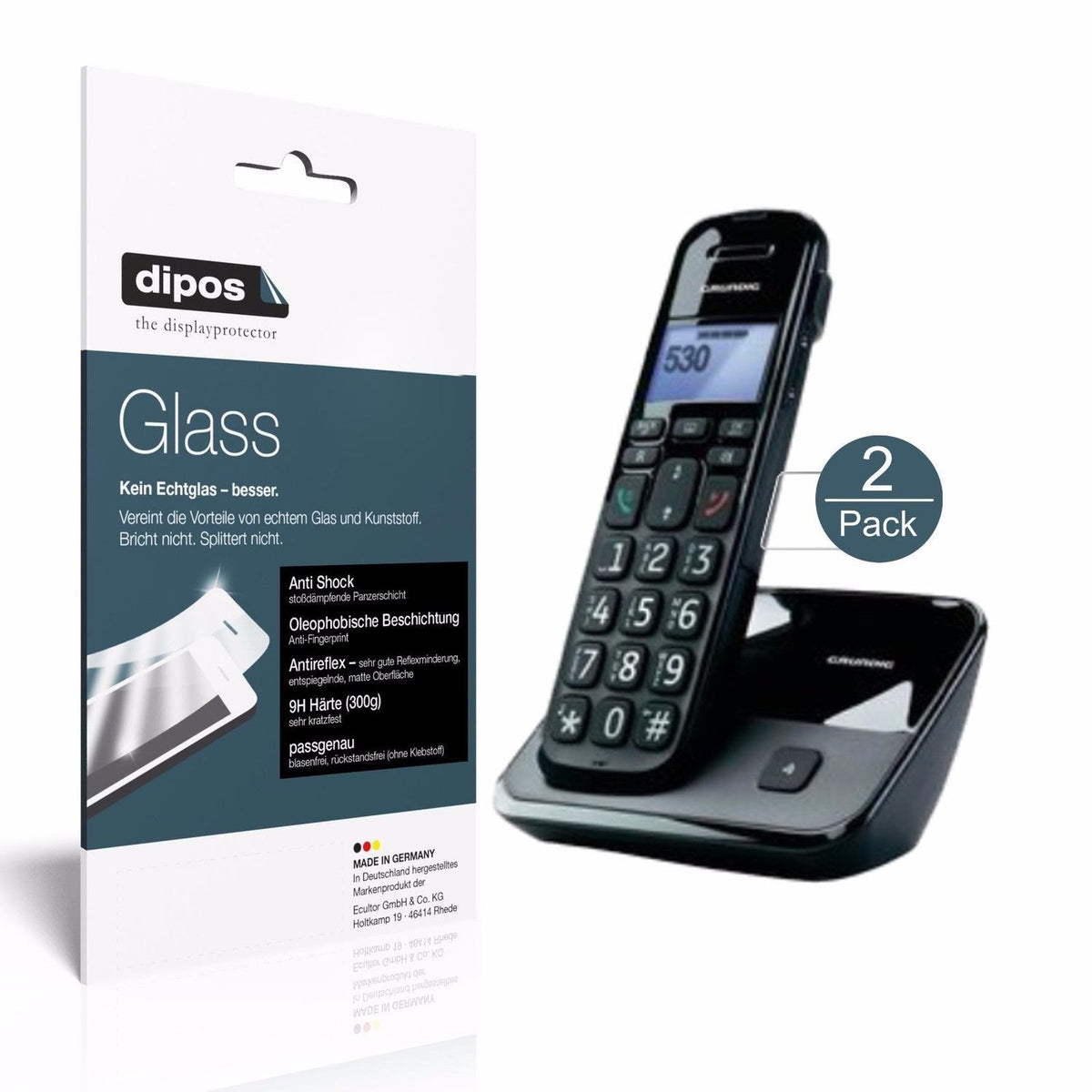 dipos 2x 9H Matte Screen Protector for Grundig D530 / D530P