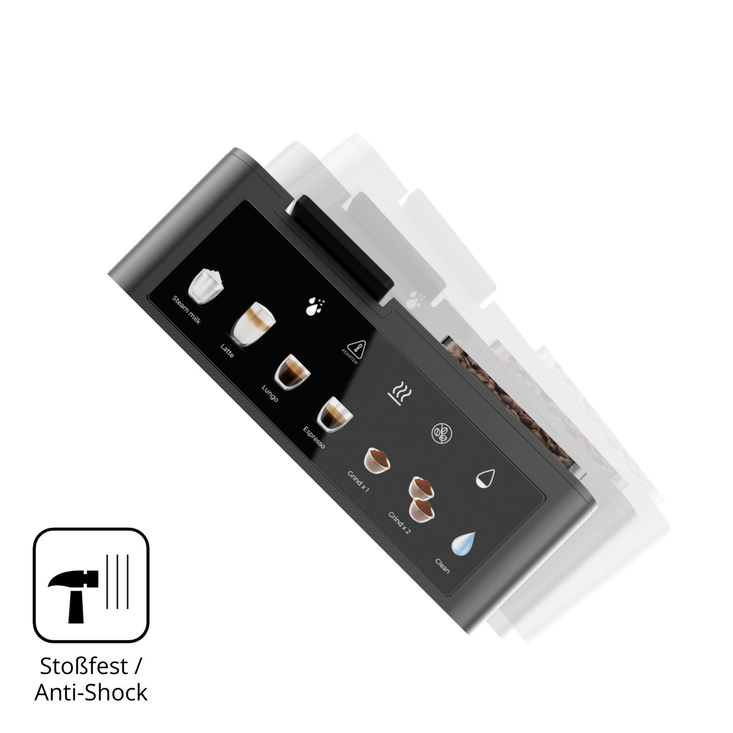 Schutz gegen Kratzer auf dem Cecotec Freestyle Grind &amp; Latte Glas durch Schlüssel, Stöße gegen die Tischkante oder Stürze