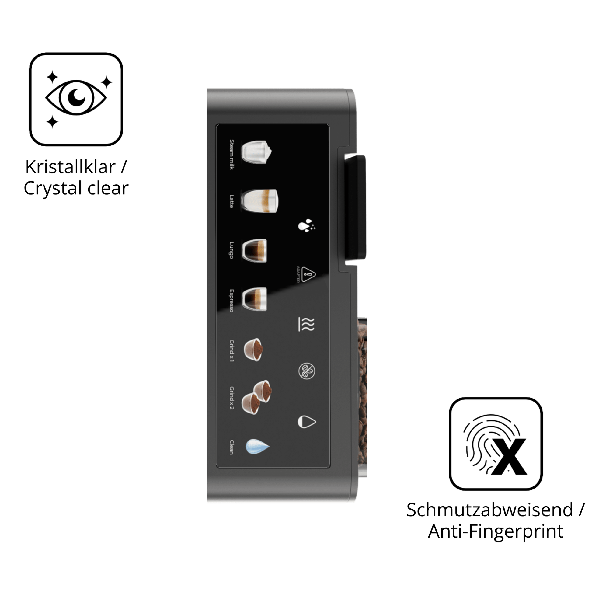 Flexible TPU-Folie passend zugeschnitten für Cecotec Freestyle Grind &amp; Latte, vollständige Abdeckung