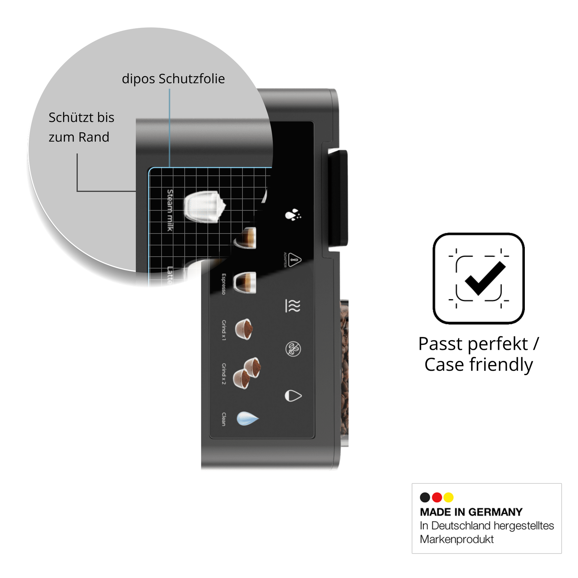Besonders flexibler Displayschutz mit Anti-Shock-Schicht im Materialmix