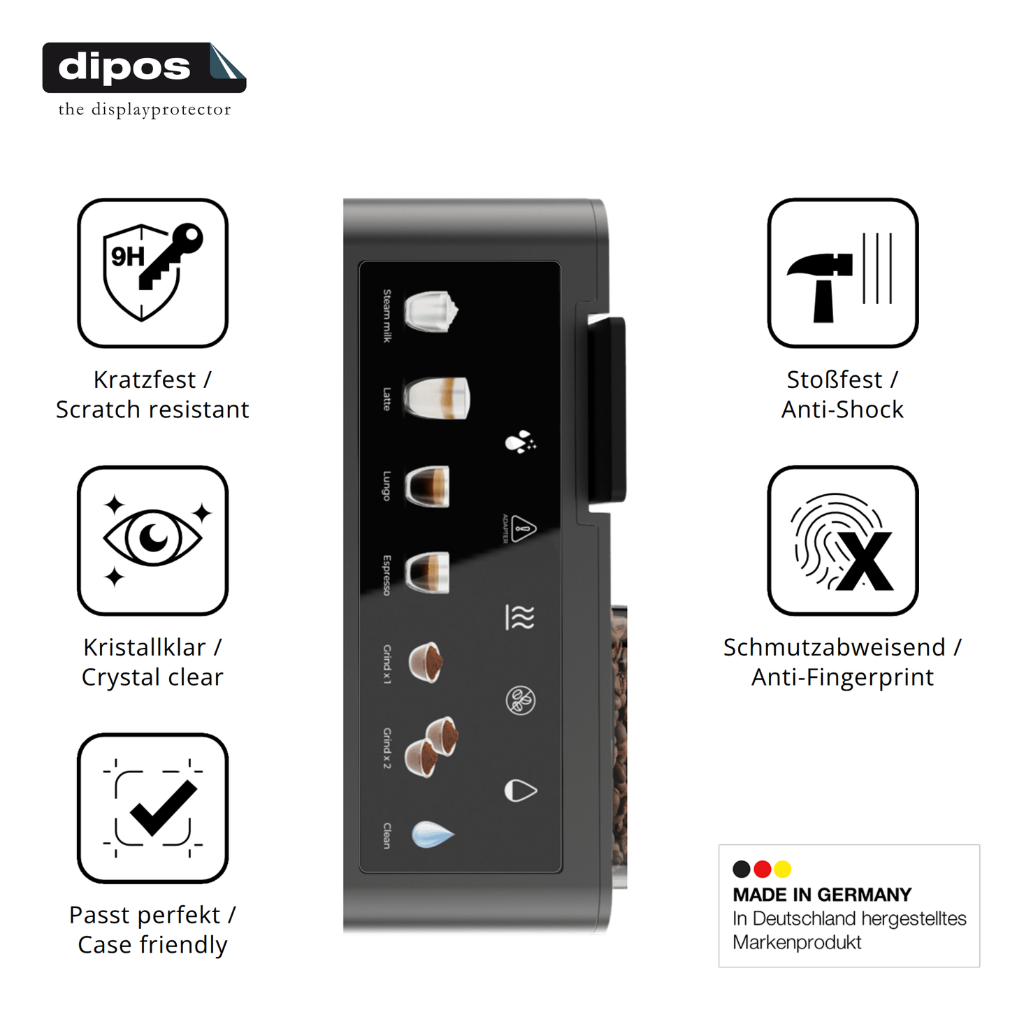 Displayschutz hergestellt in Deutschland, höchste Qualität made in Germany
