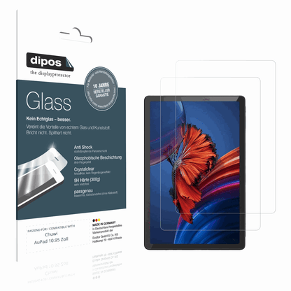 Klare Displayschutzfolie von dipos passend für Chuwi AuPad 10.95 Zoll, 9H kratzfest und blasenfrei montiert