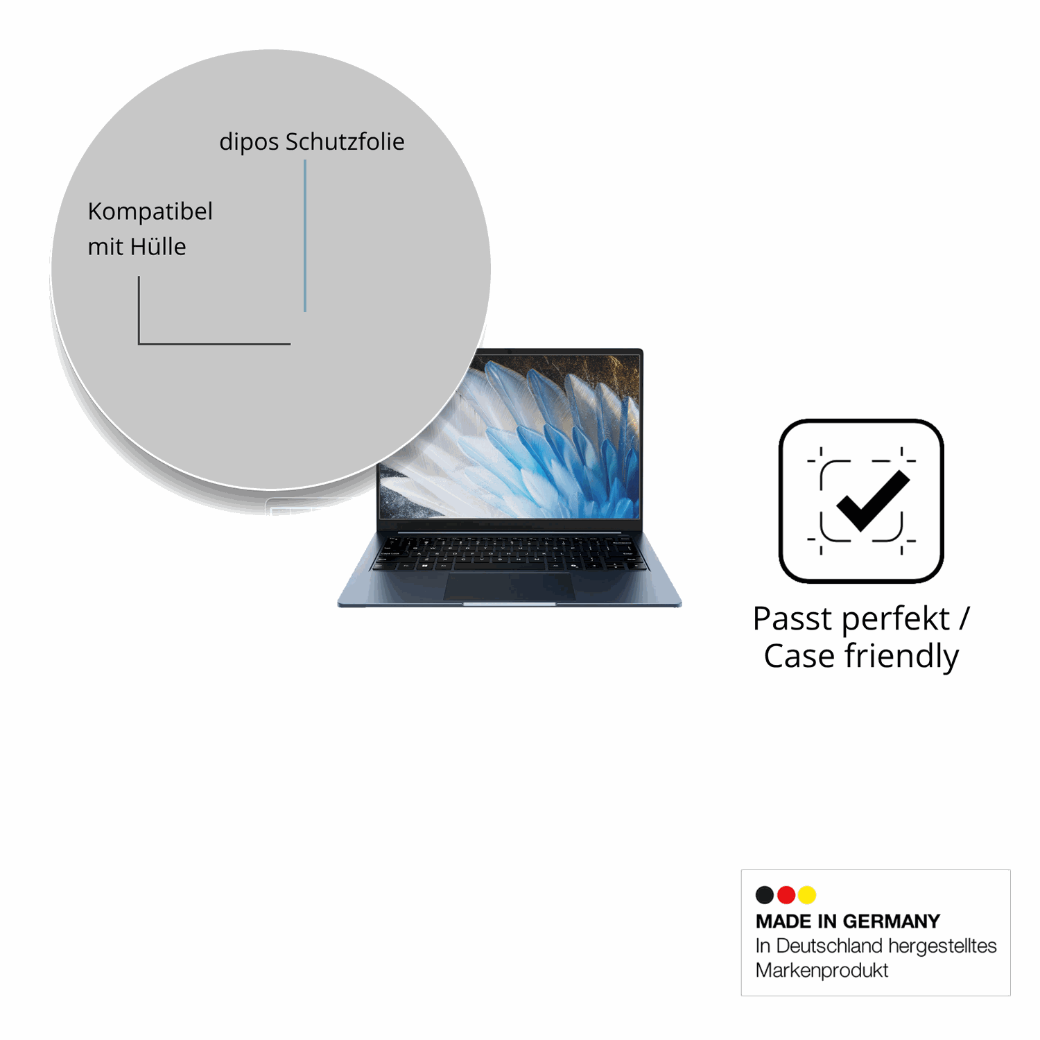 Schutzfolie mit optimaler Passform, zur Verwendung mit Hüllen geeignet