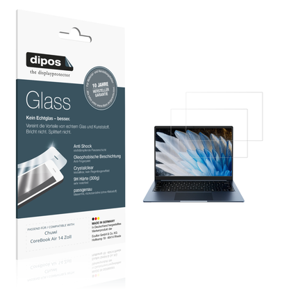 Klare Displayschutzfolie von dipos passend für Chuwi CoreBook Air 14 Zoll, 9H kratzfest und blasenfrei montiert