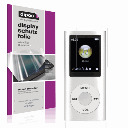Klare Displayschutzfolie von dipos passend für ciciglow MP3-Player, präziser Zuschnitt und blasenfrei montiert