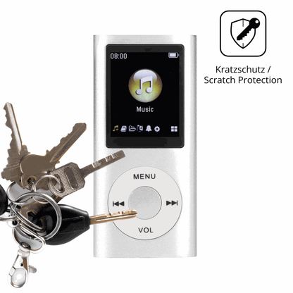 Schutz gegen Kratzer auf dem ciciglow MP3-Player Glas durch Schlüssel oder Ähnliches