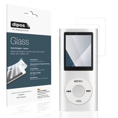 Klare Displayschutzfolie von dipos passend für ciciglow MP3-Player, 9H kratzfest und blasenfrei montiert