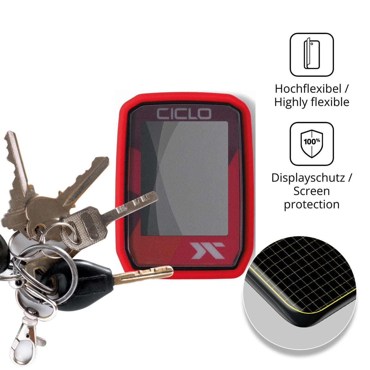 dipos Displayschutz für Ciclosport Protos 105, mit Blickschutzfilter und perfekter Passform auch für die Rundungen