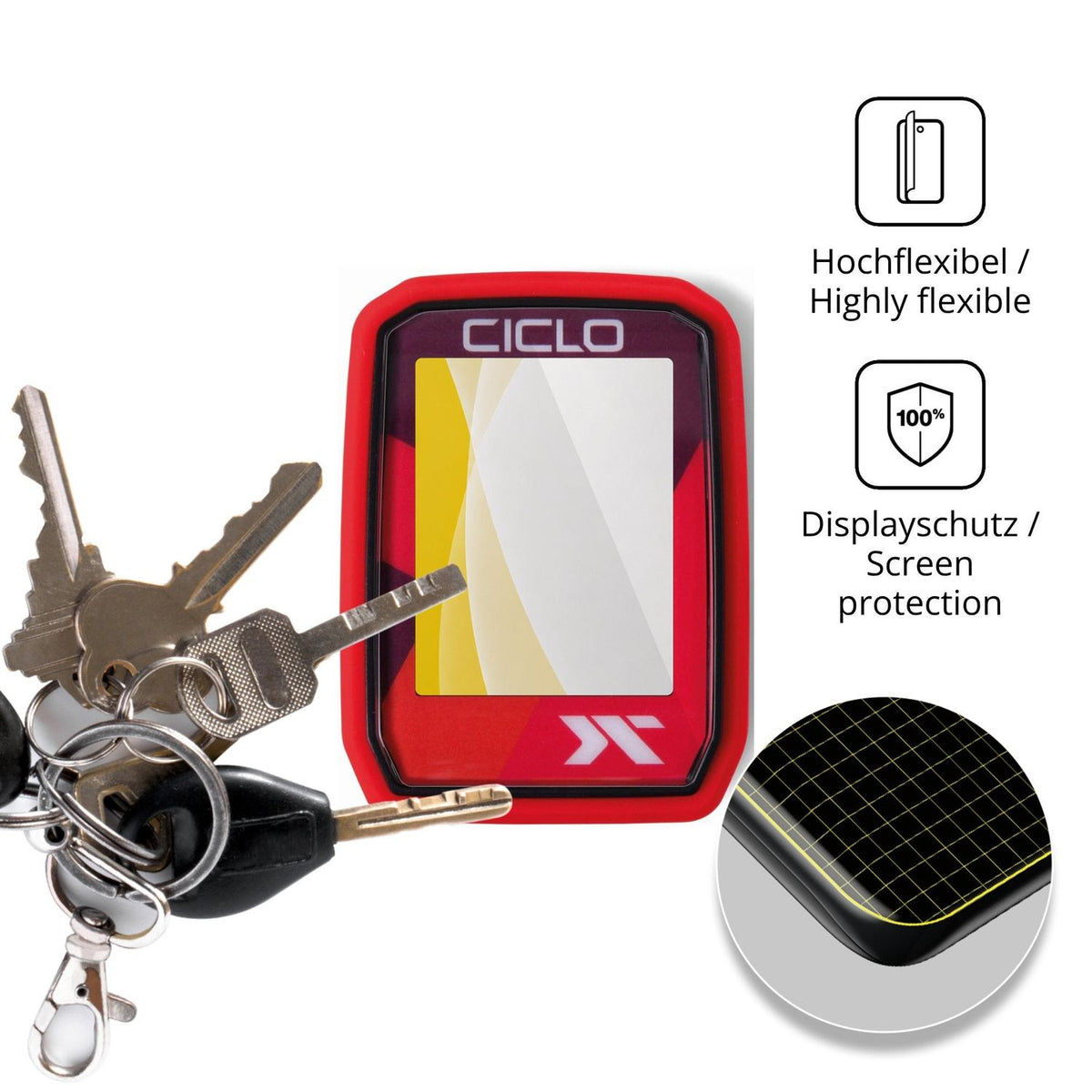 dipos Displayschutz für Ciclosport Protos 105, transparente Oberfläche, geringe Dicke und perfekte Passform