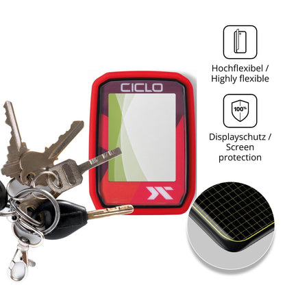 dipos Displayschutz für Ciclosport Protos 105, transparente Oberfläche, perfekte Passform auch für die Rundungen