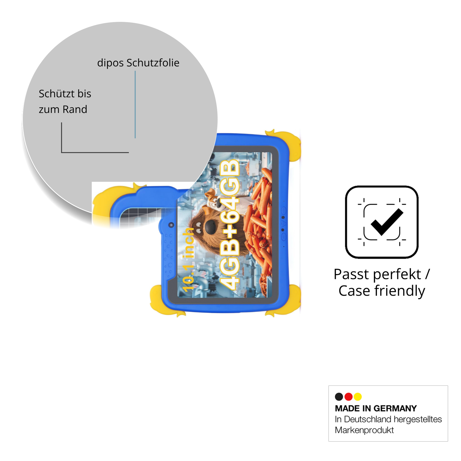 Schutzglasfolie mit optimaler Passform, zur Verwendung mit Hüllen geeignet