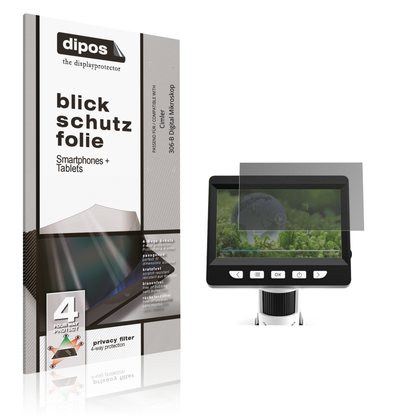 Blickschutzfolie von dipos passend für Cimler 306-B Digital Mikroskop, präziser Zuschnitt und blasenfrei montiert