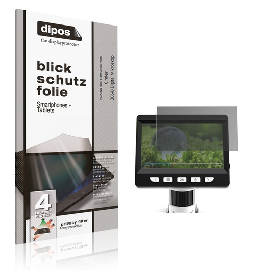 Blickschutzfolie von dipos passend für Cimler 306-B Digital Mikroskop, präziser Zuschnitt und blasenfrei montiert