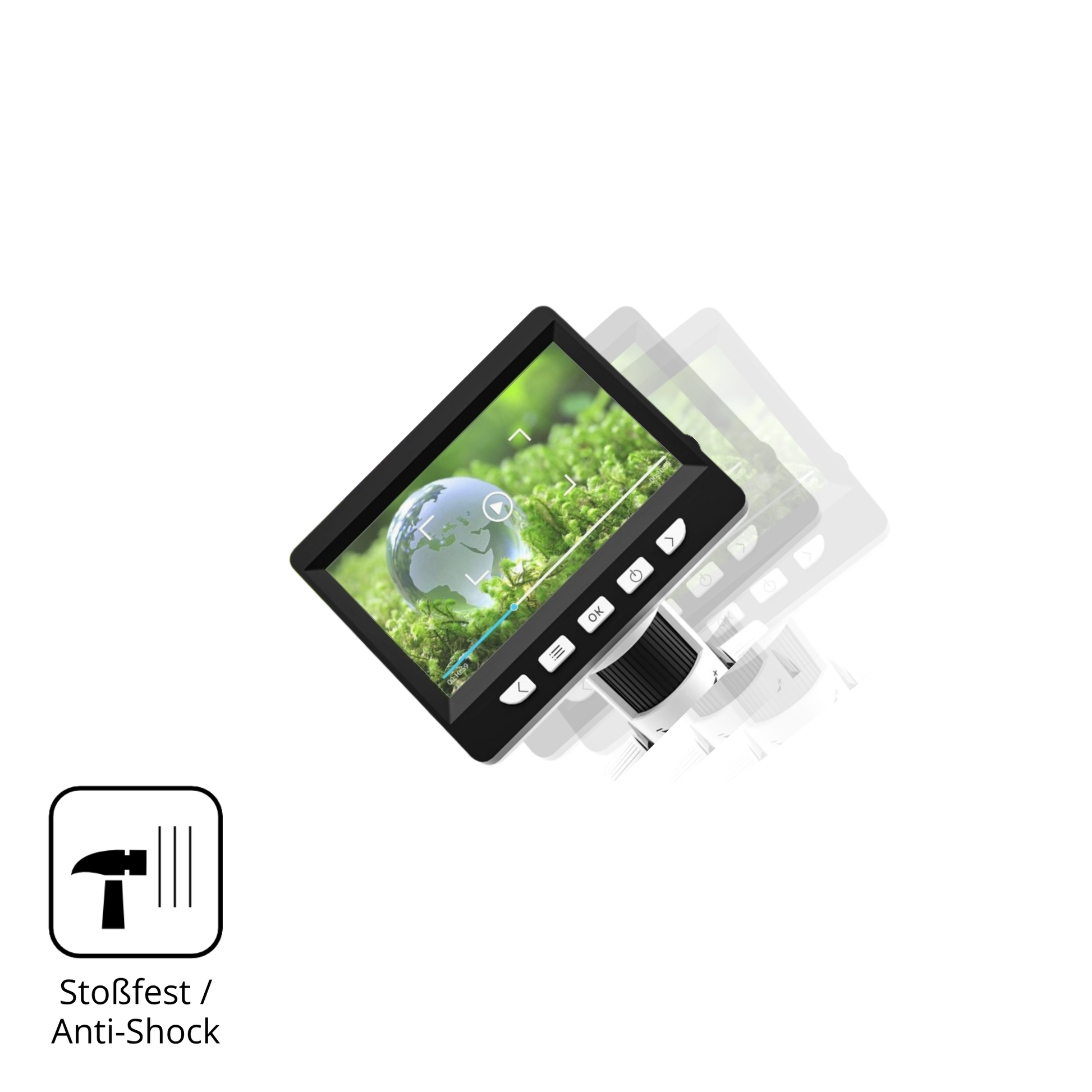 Schutz gegen Kratzer auf dem Cimler 306-B Digital Mikroskop Glas durch Schlüssel, Stöße gegen die Tischkante oder Stürze