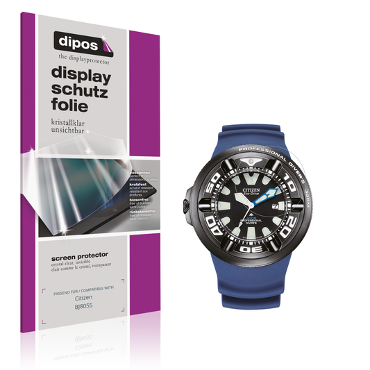 Klare Displayschutzfolie von dipos passend für Citizen BJ8055, präziser Zuschnitt und blasenfrei montiert
