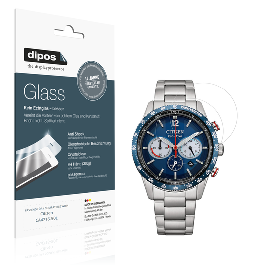 Klare Displayschutzfolie von dipos passend für Citizen CA4716-50L, 9H kratzfest und blasenfrei montiert