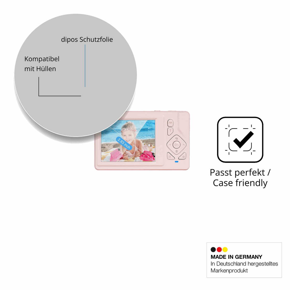 Schutzfolie mit optimaler Passform, zur Verwendung mit Hüllen geeignet