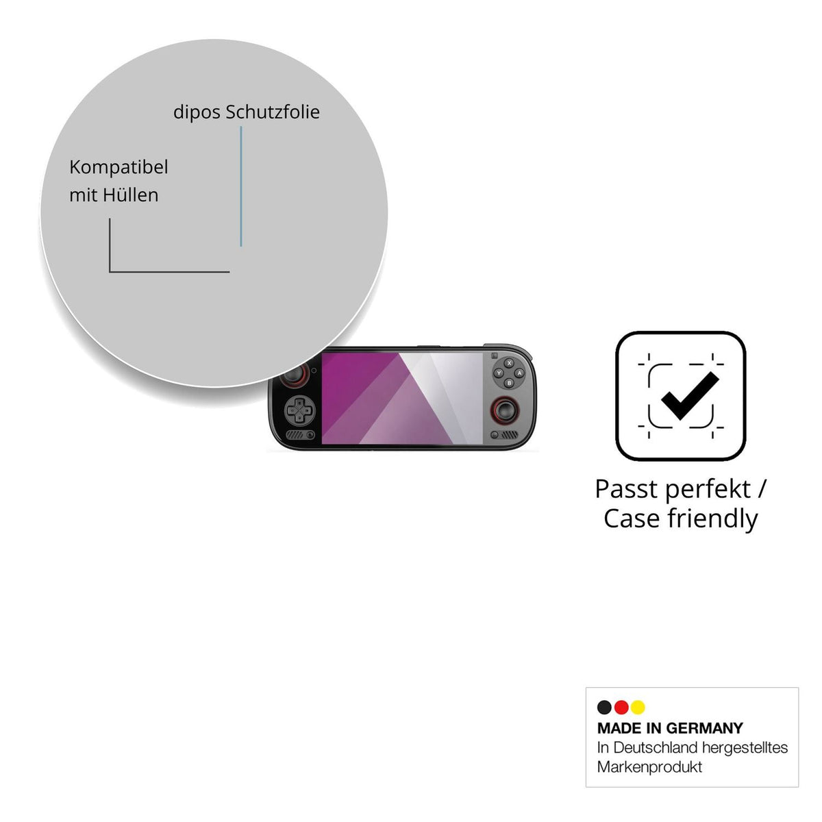 Schutzfolie mit optimaler Passform, zur Verwendung mit Hüllen geeignet