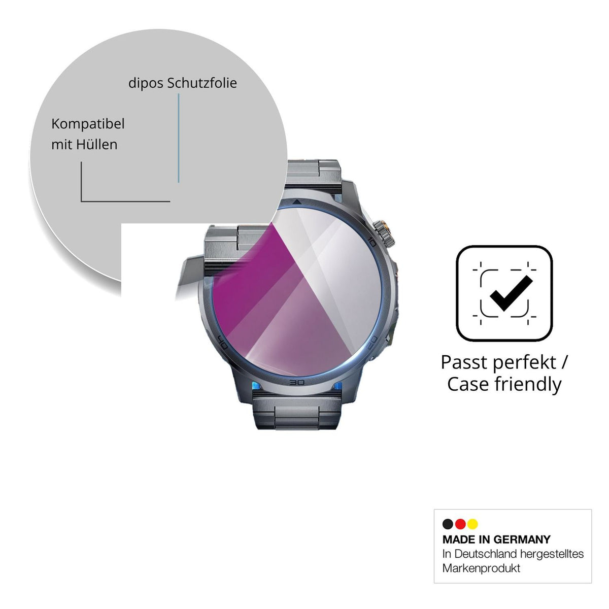 Schutzfolie mit optimaler Passform, zur Verwendung mit Hüllen geeignet