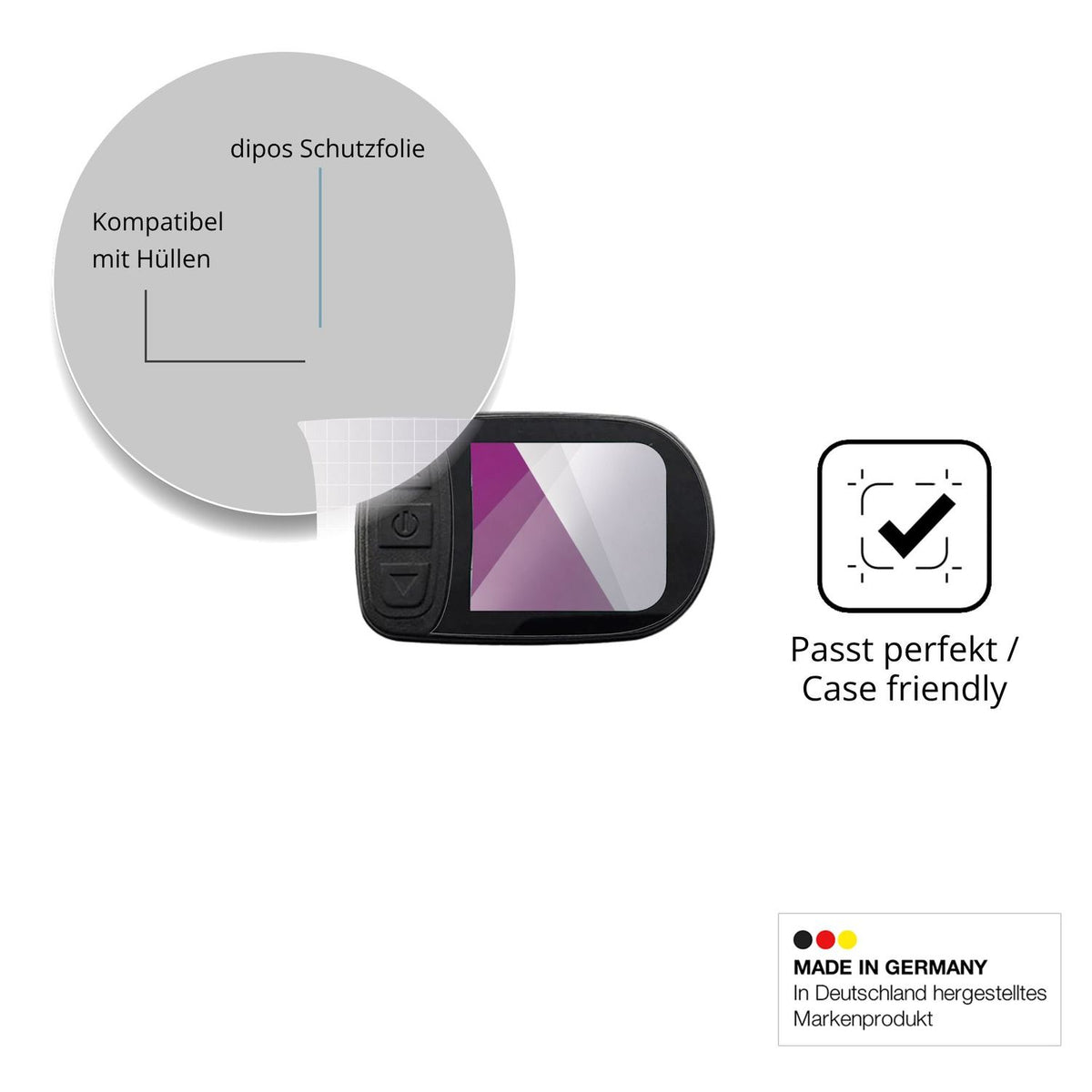 Schutzfolie mit optimaler Passform, zur Verwendung mit Hüllen geeignet