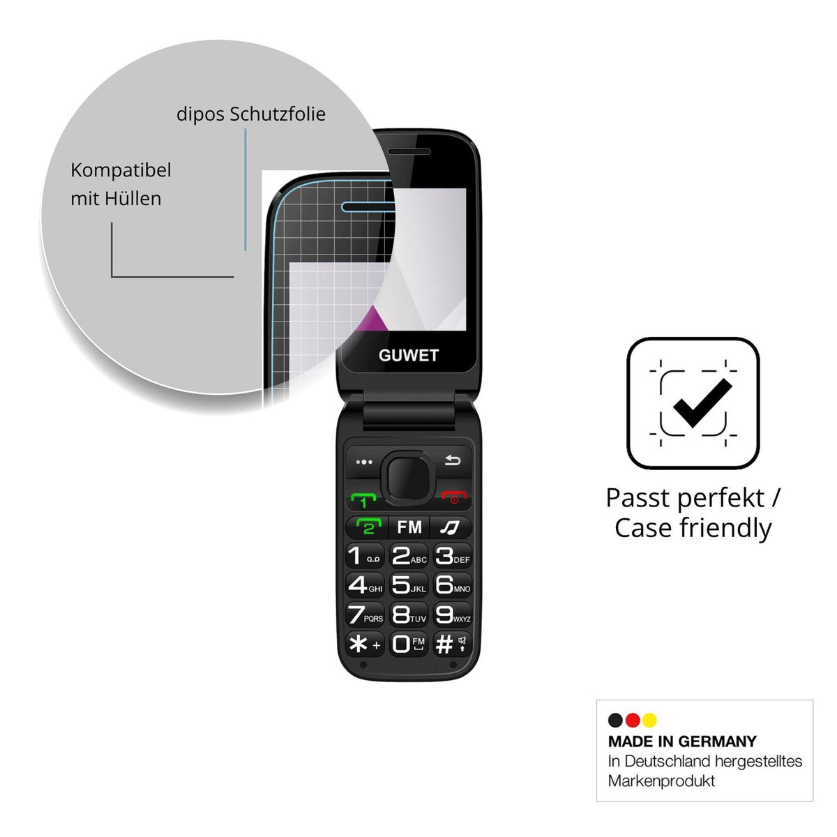 Schutzfolie mit optimaler Passform, zur Verwendung mit Hüllen geeignet