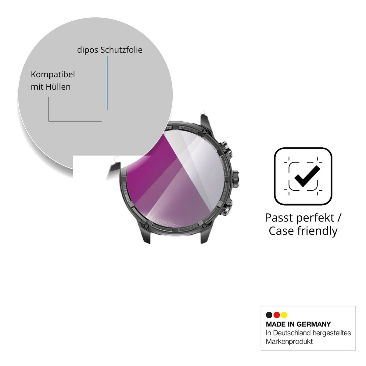 Schutzfolie mit optimaler Passform, zur Verwendung mit Hüllen geeignet