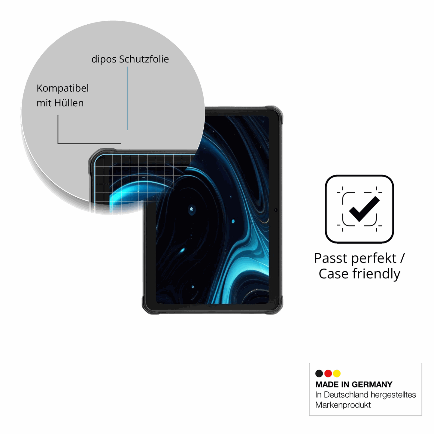 Schutzfolie mit optimaler Passform, zur Verwendung mit H�llen geeignet