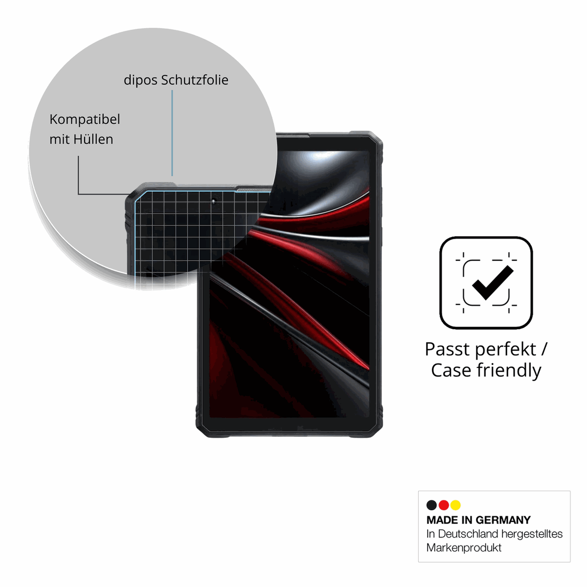 Schutzfolie mit optimaler Passform, zur Verwendung mit H�llen geeignet